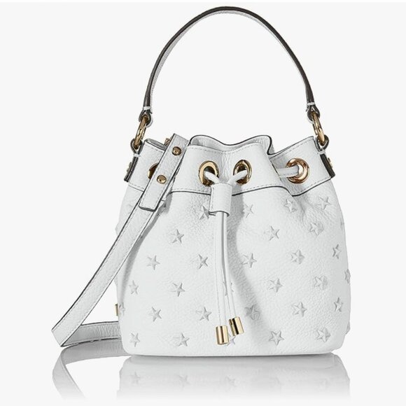 Milly White Astor Star Small Bucket Drawstring Crossbody Handbag - Picture 1 of 11
